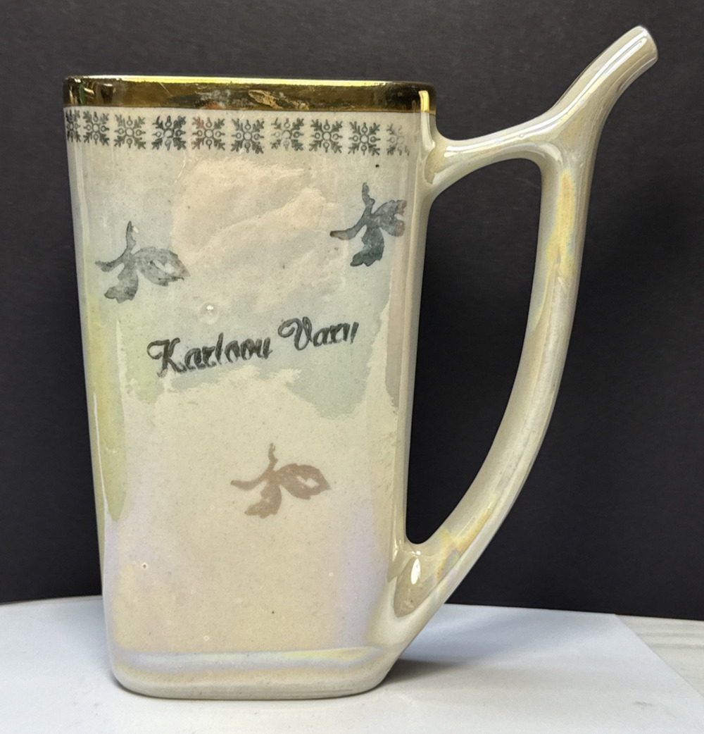 Old Karlovy Vary Czech Porcelain Hot Spring Water Sipping Cup Mug Lusterware